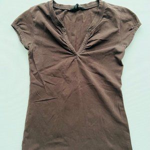 H&M V-Neck Fitted Top  Brown ( XS )
